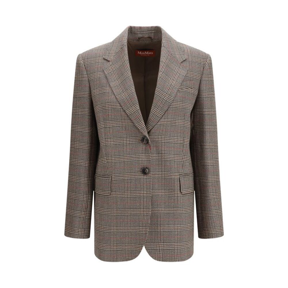 Max Mara Studio Women Checked Pattern Wool Blazer